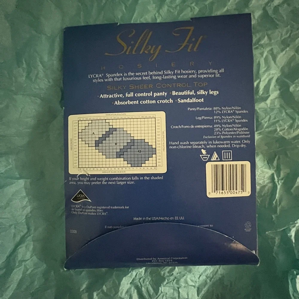 Silky Fit Hosiery Silky Sheer Control Top Pantyhose Ivory Size A Vintage‎